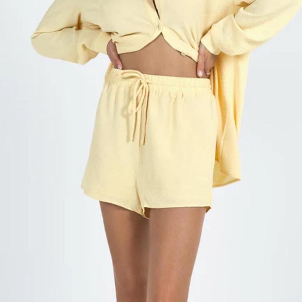 Princess Polly Yellow Shorts High-Waisted Relaxed Fit